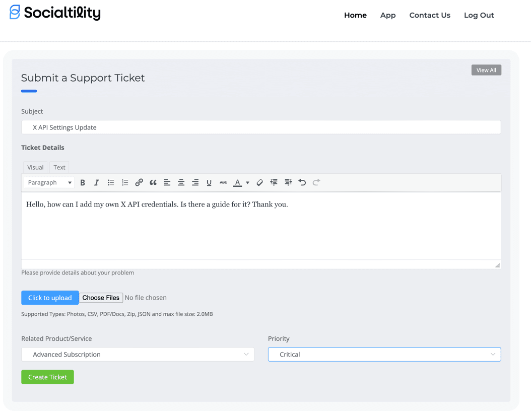 Socialtility customer support portal at https://support.socialtility.com