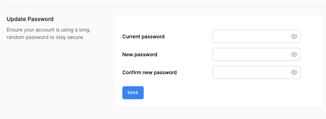 Step 3: Enter current and new passwords