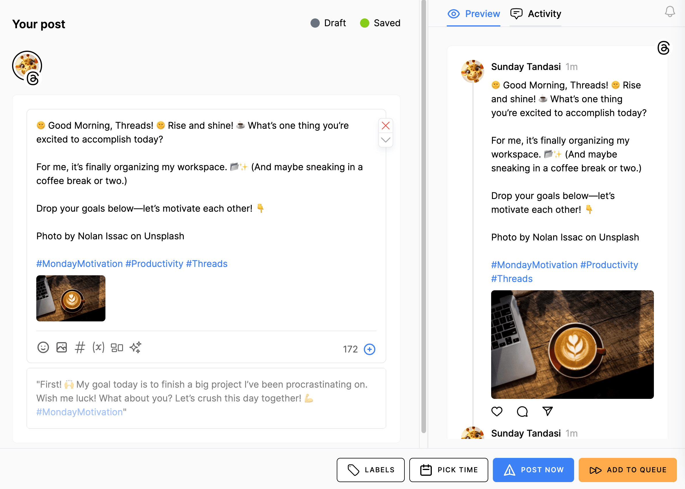 Socialtility now supports threads