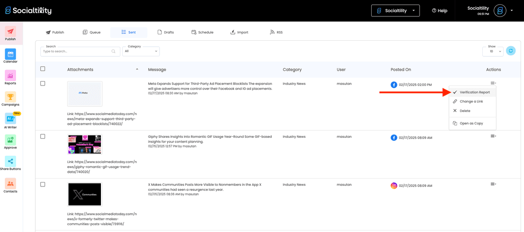 Verification failed report
