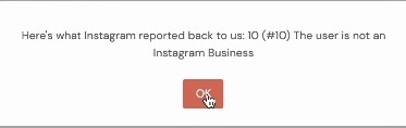 Instagram user not an Instagram Business